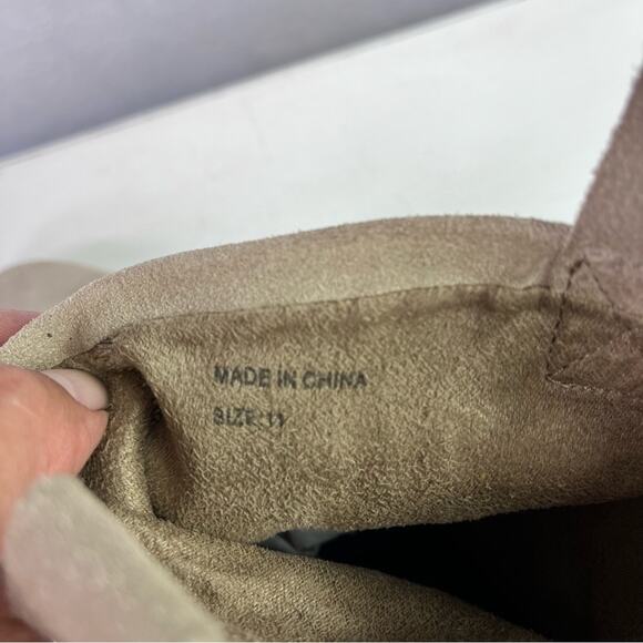 Shyanne Boots Womens 11 Brown Taupe Ankle Suede Leather Fringe Block Heel Boho - Picture 4 of 14